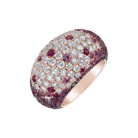 Prsten s diamanty, rubíny a safíry Tashia