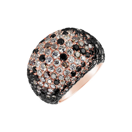 Prsten s černými, hnědými a bílými diamanty Charcoal Fandango