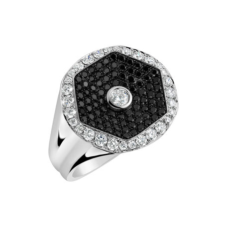 Prsten s černými a bílými diamanty Ernest
