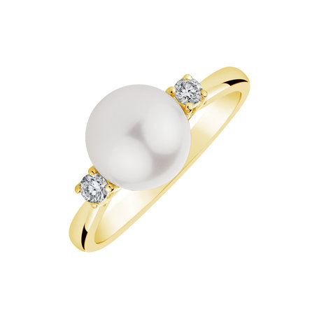 Prsten s perlou a diamanty Golden Treasure