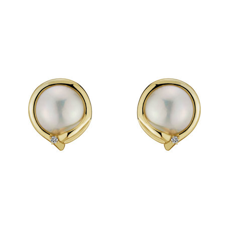 Náušnice s perlou diamantem Pearly Allure