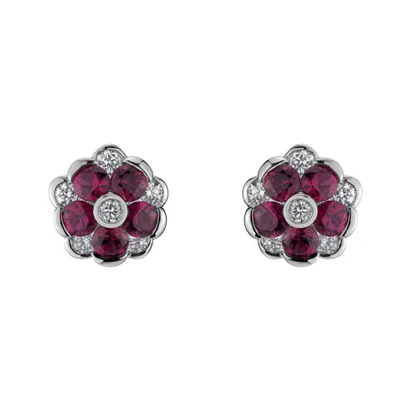 Náušnice s diamanty a rubíny Ruby Mood