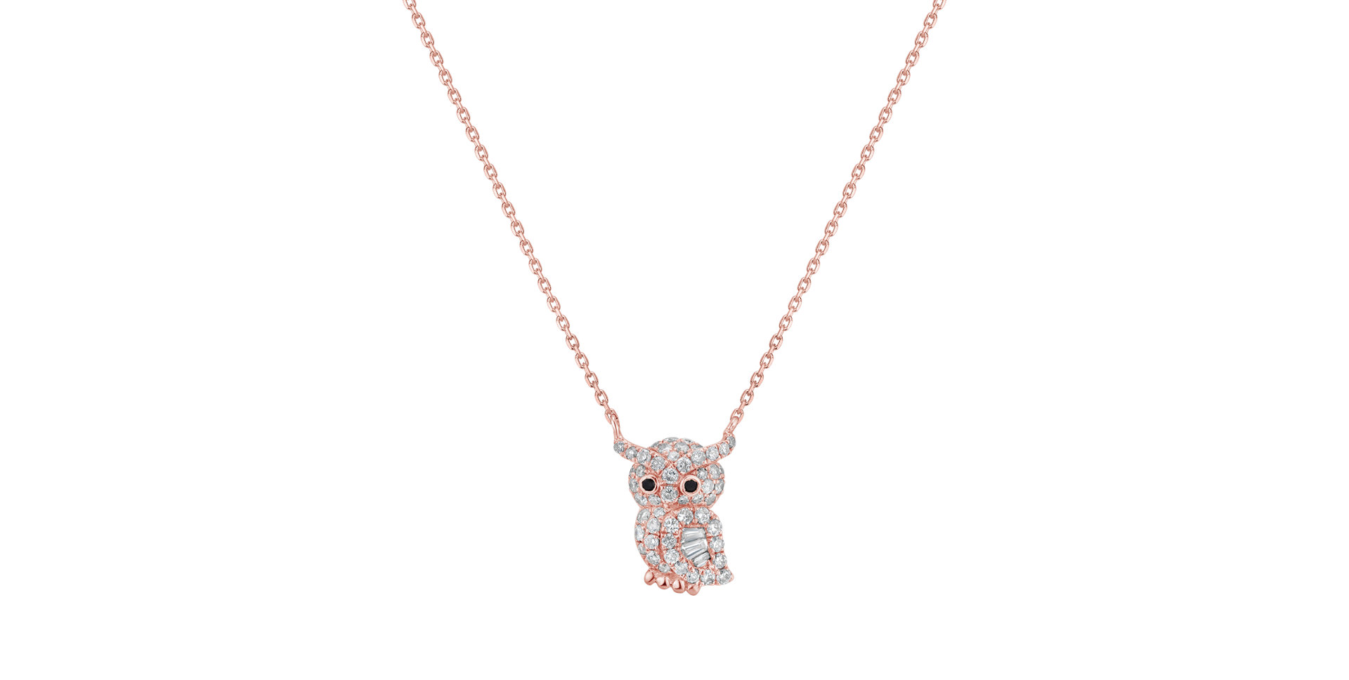 Náhrdelník s černými a bílými diamanty Diamond Owl
