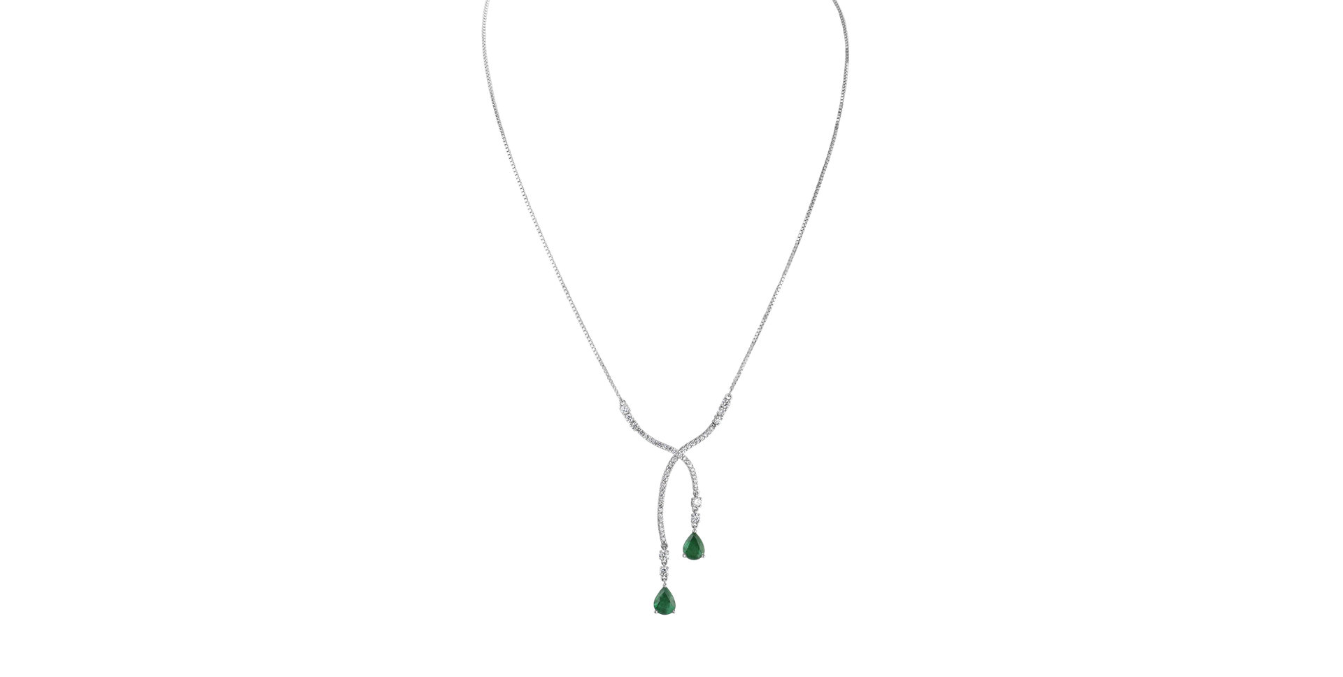 Náhrdelník s diamanty a smaragdy Emerald Tear
