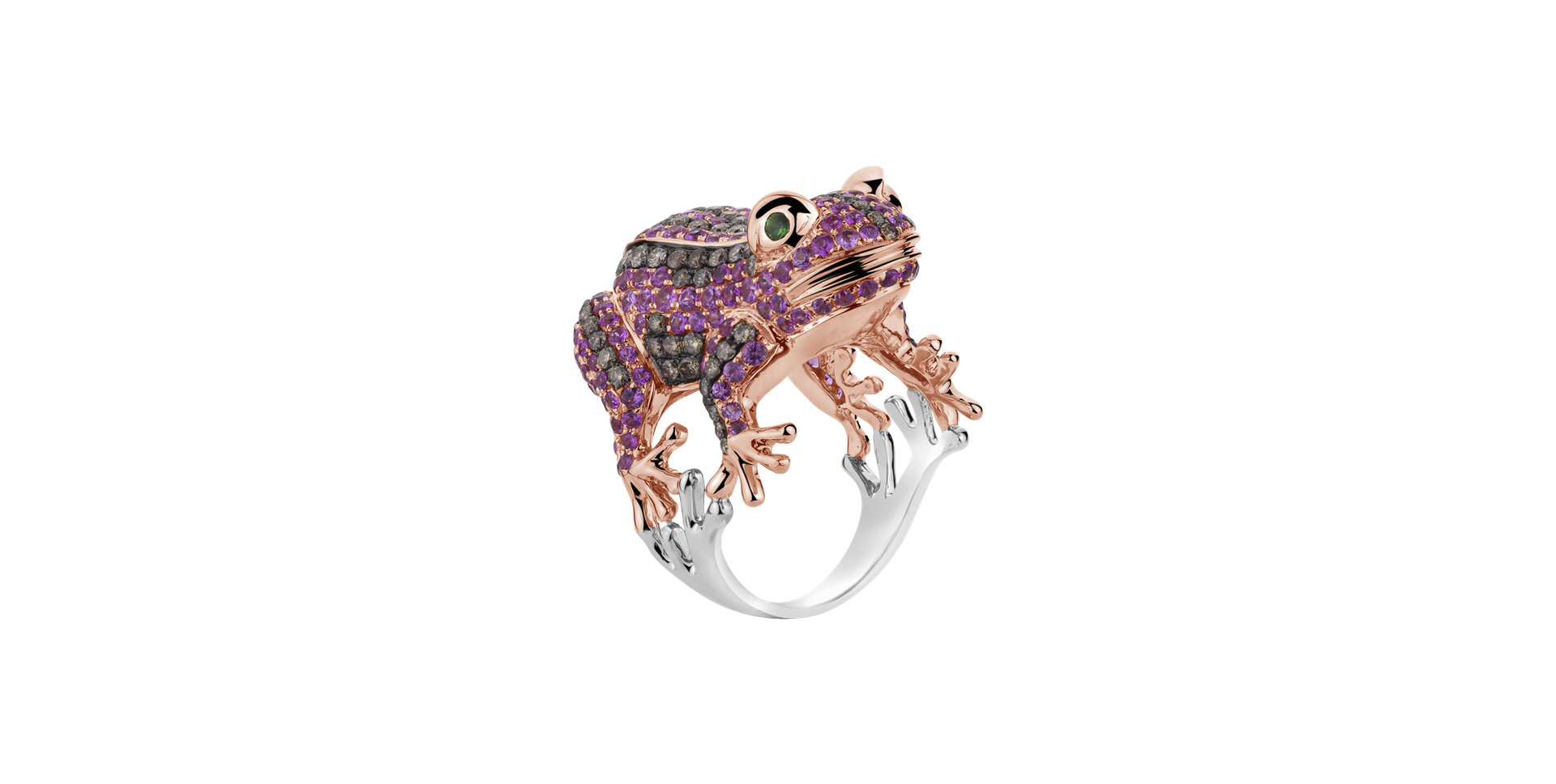 Prsten s hnědými diamanty, granáty a safíry Posh Frog