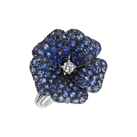 Prsten s diamanty a safíry Blue Jasmin