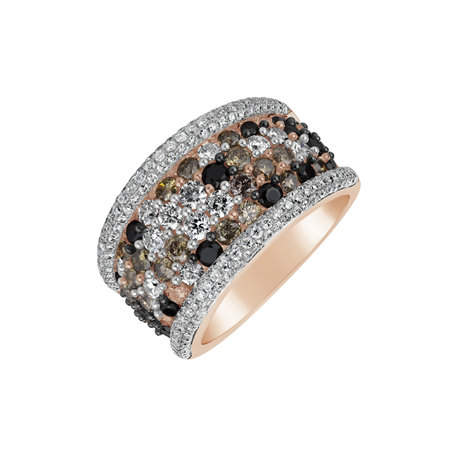 Prsten s bílými, hnědými a černými diamanty Maple Grove