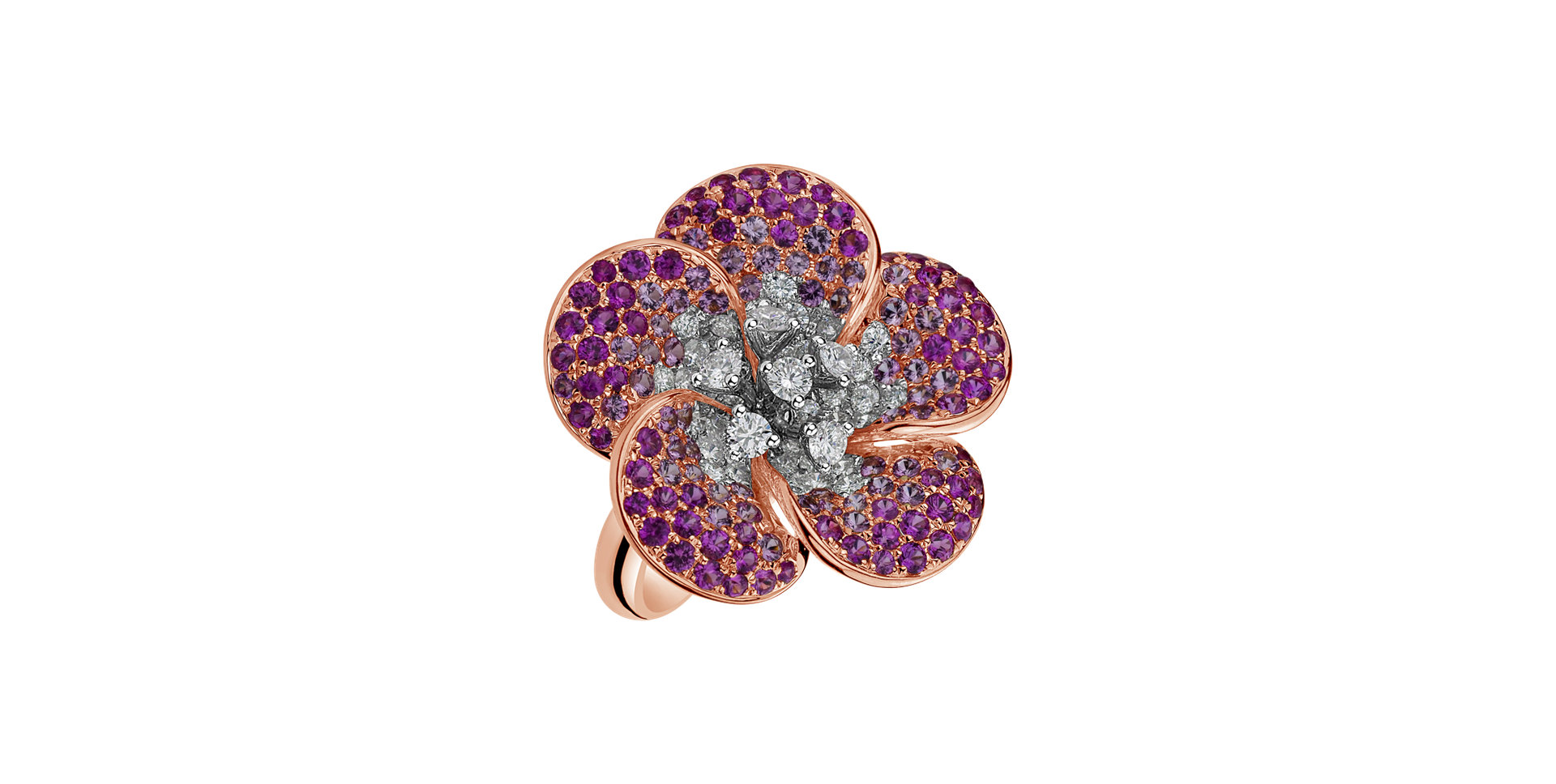 Prsten s diamanty a safíry Romantic Bloom