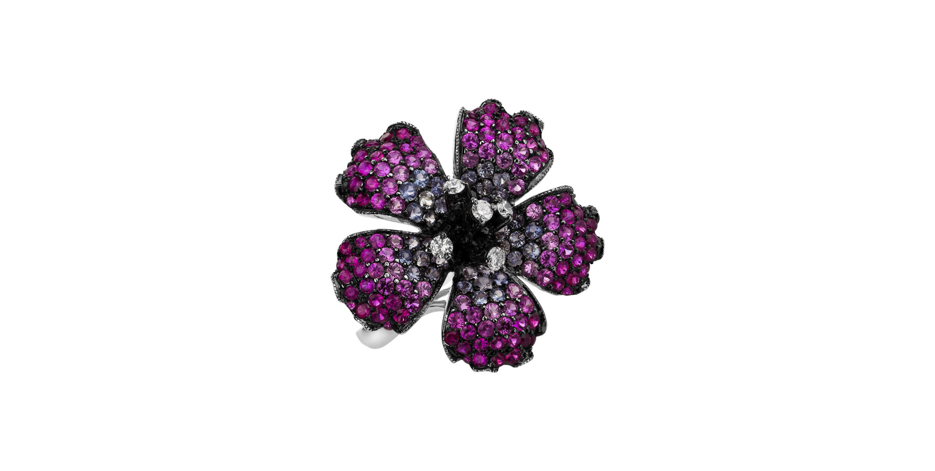 Prsten s diamanty, rubíny a safíry Andree