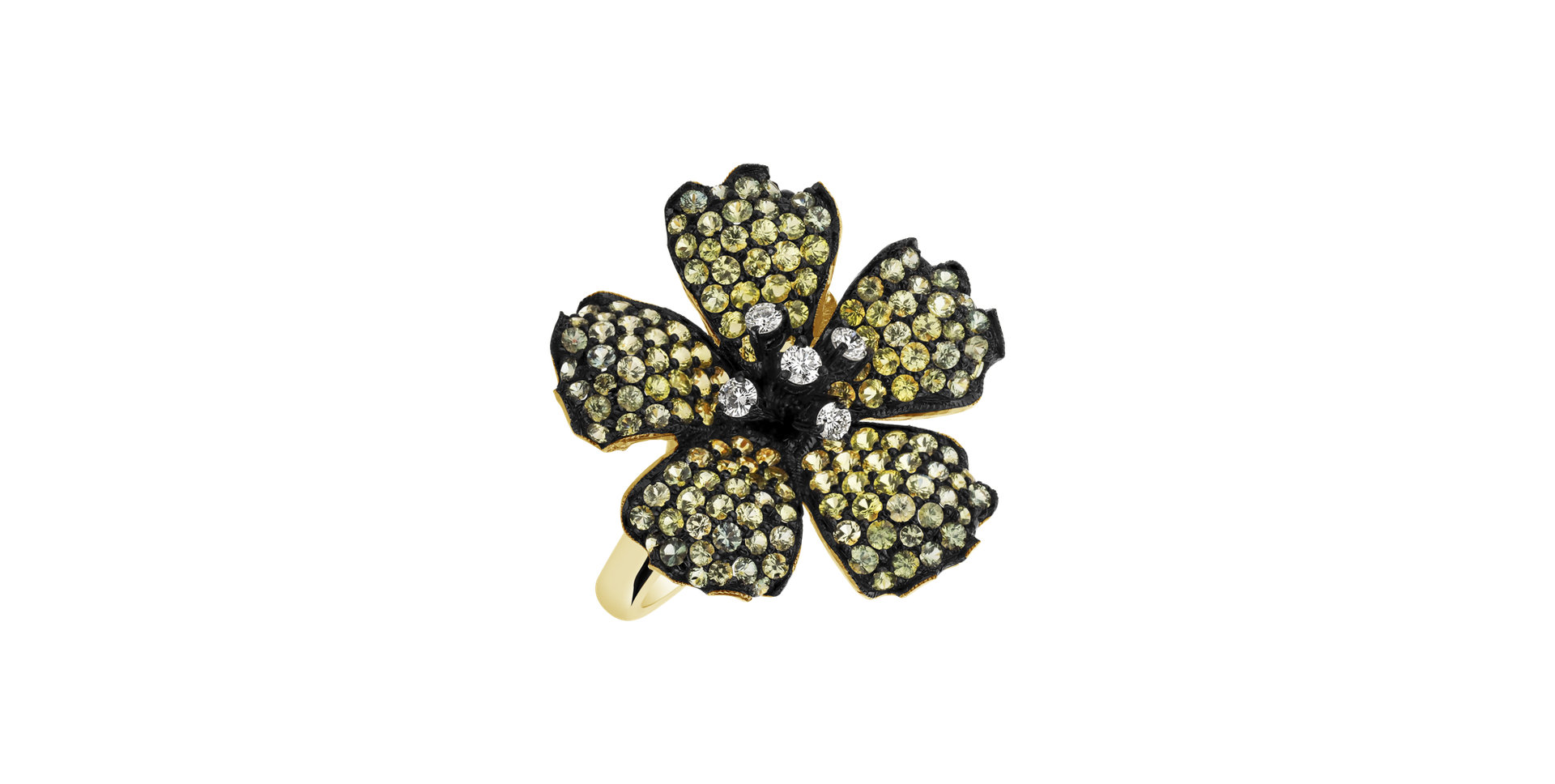 Prsten s diamanty a safíry Night Bloom