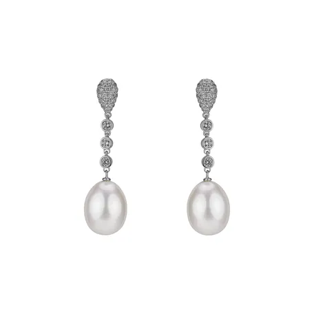 Náušnice s perlou a diamanty Pearly Elegance