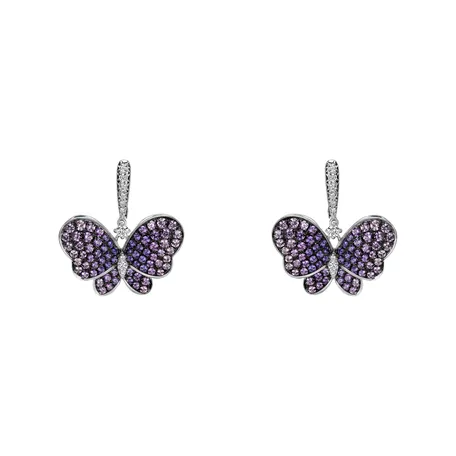 Náušnice se safíry a diamanty Sapphire Butterfly