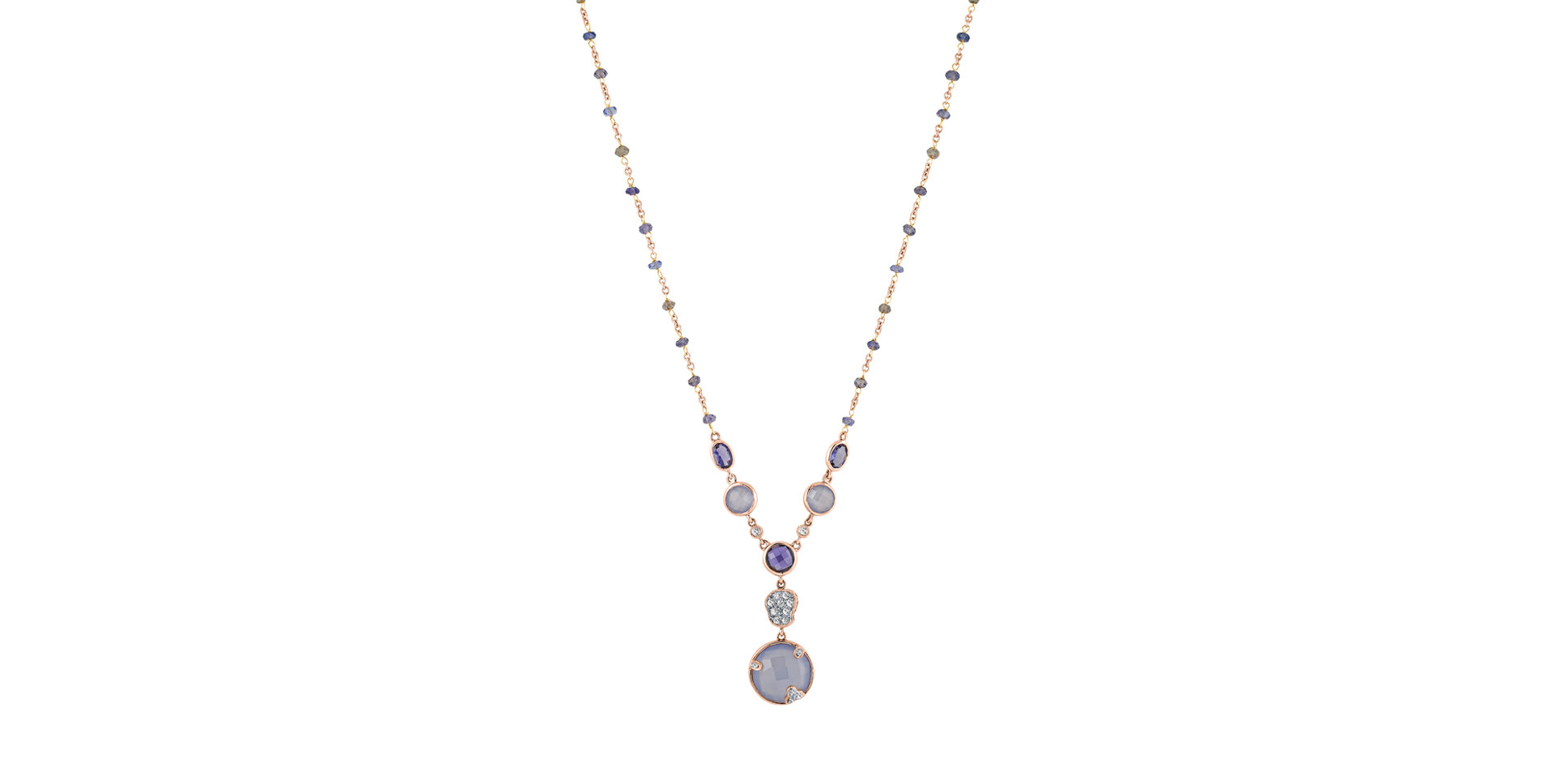 Náhrdelník se safíry, Iolite a chalcedony Rainbow Elegance