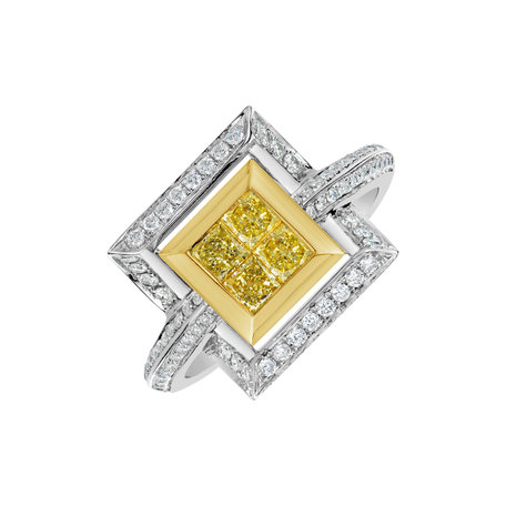 Prsten s bílými a žlutými diamanty Signature of Fantasy