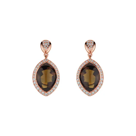 Náušnice s quartzem a diamanty Yellow Queen
