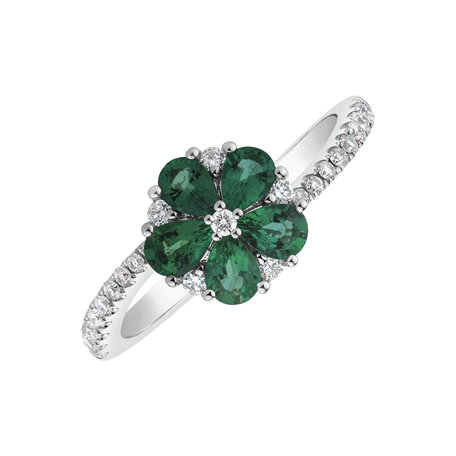 Prsten s diamanty a smaragdy Magic Daisy