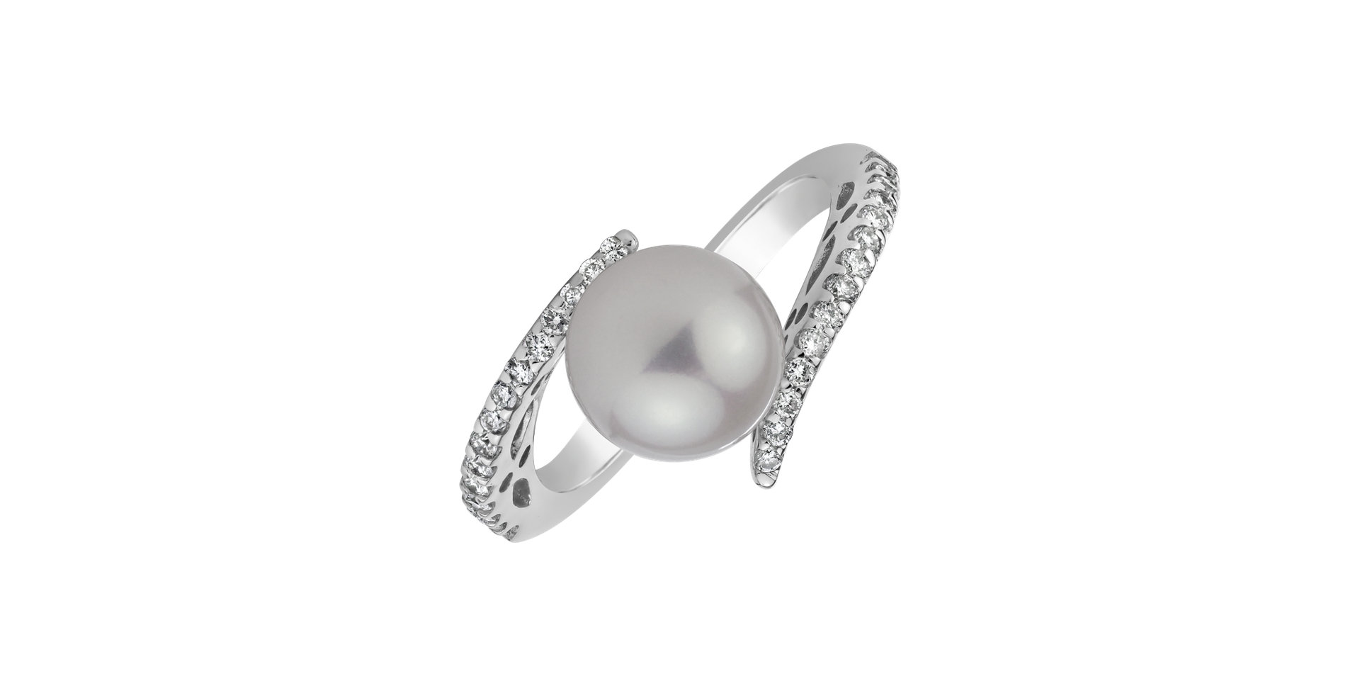 Prsten s perlou a diamanty Poseidon Future