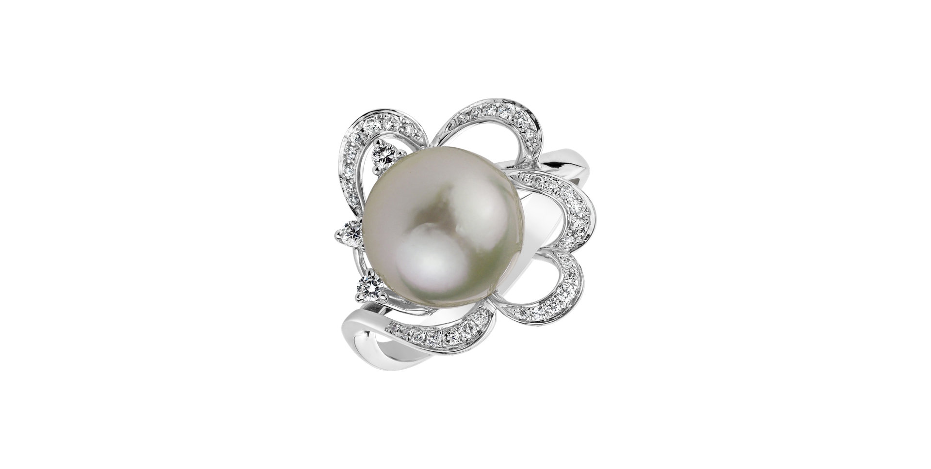 Prsten s perlou a diamanty Pearl Romance