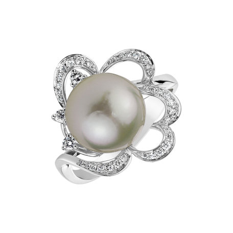 Prsten s perlou a diamanty Pearl Romance