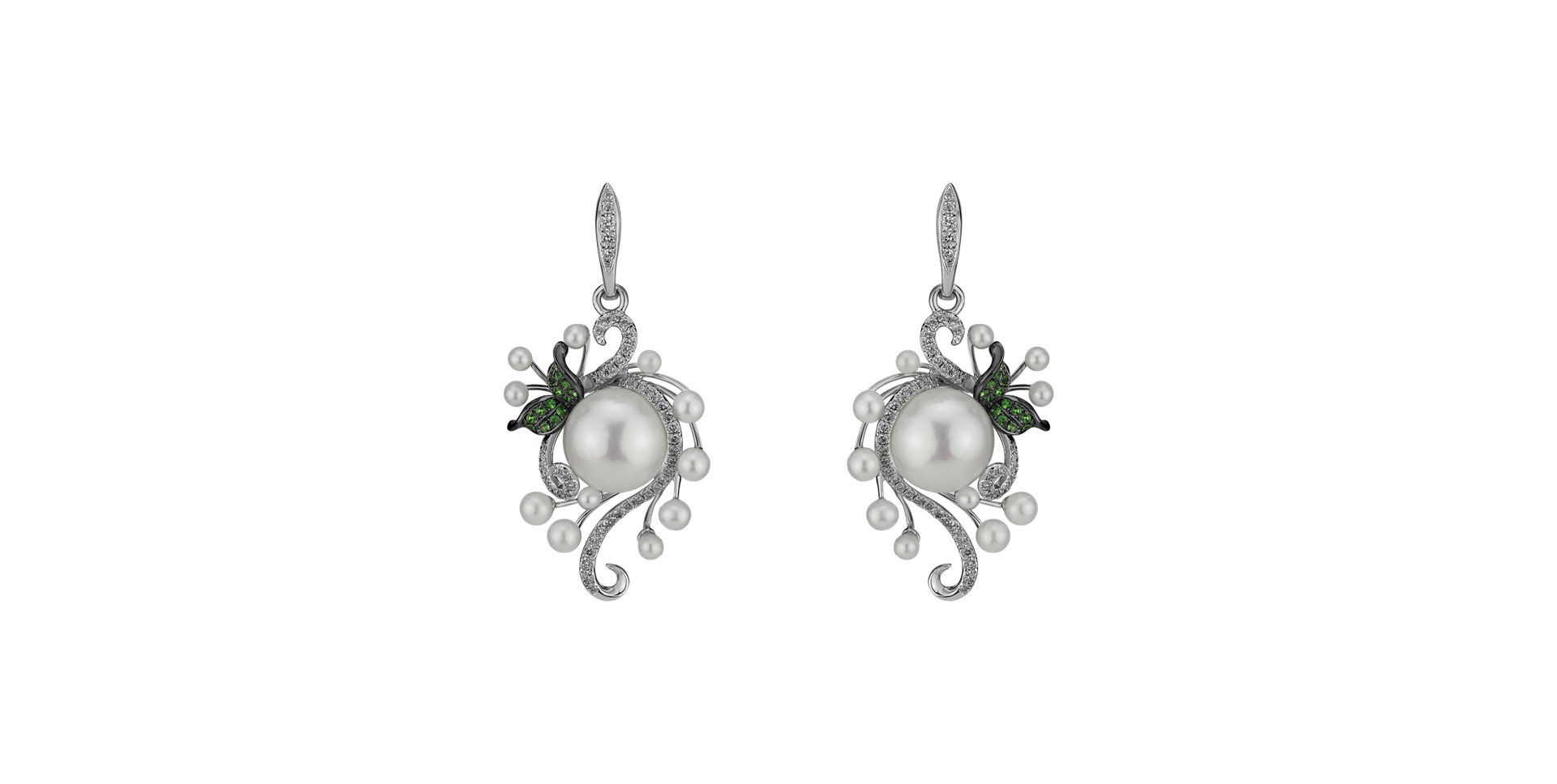 Náušnice s perlou, diamantem a granáty Versailles Symphony