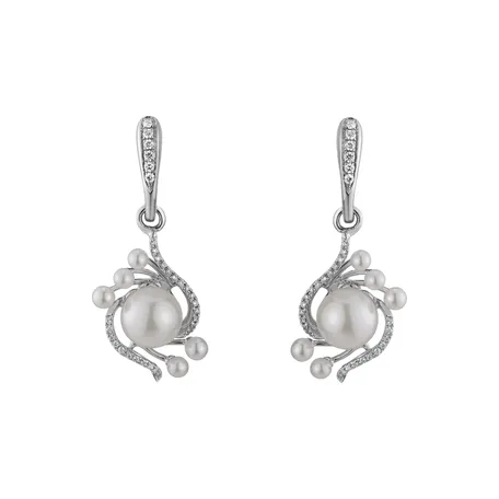 Náušnice s perlami a diamanty White Treasure