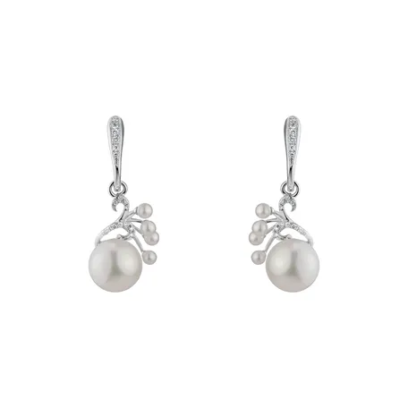 Náušnice s perlami a diamanty Pearl Poem