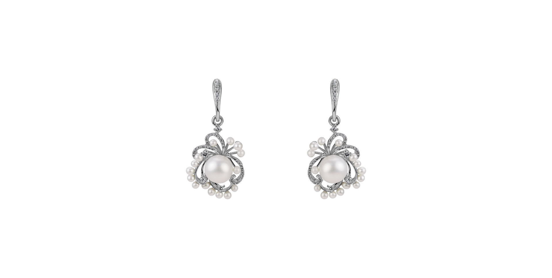 Náušnice s perlami a diamanty Nymph Fantasy