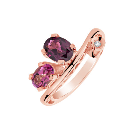 Prsten s diamanty, topazem a rhodolitem Dream Treasure