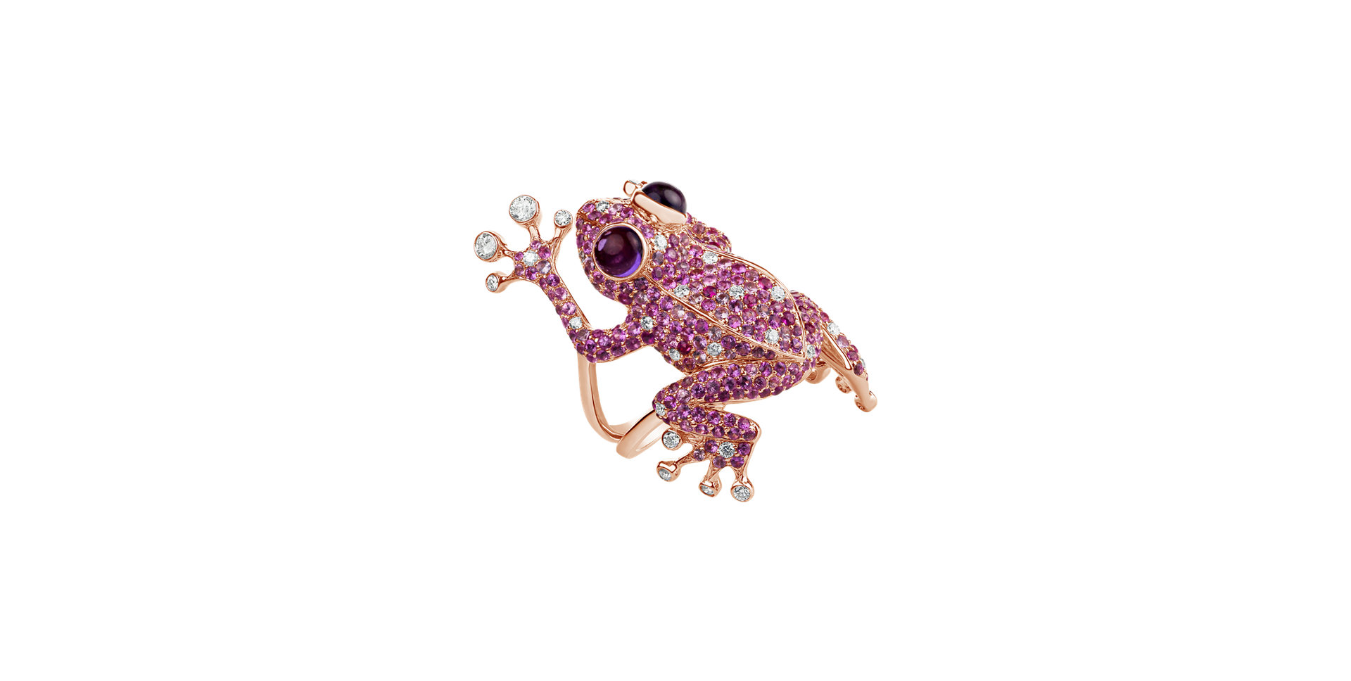 Prsten s diamanty, safíry a ametysty Sapphire Frog