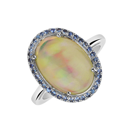 Prsten s diamanty, opálem a safíry Opal Elegance