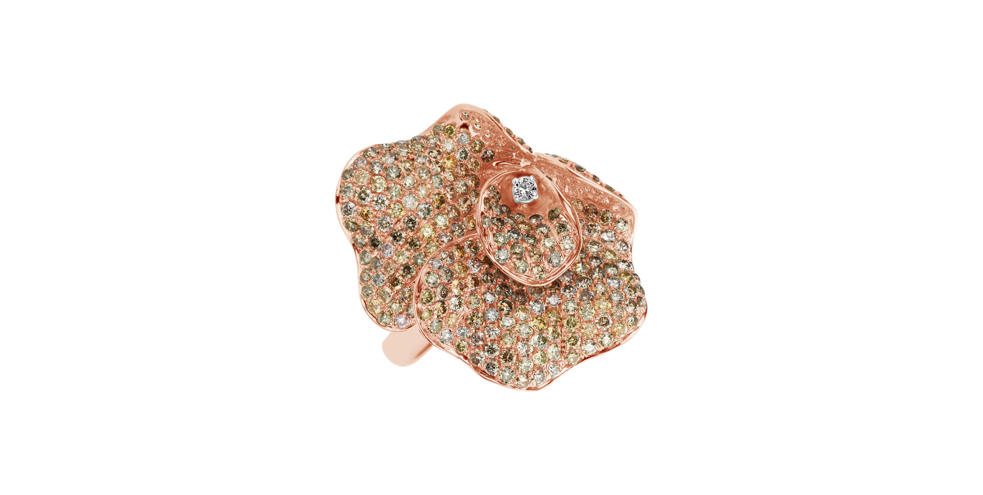 Prsten s hnědými diamanty Czarina Flower