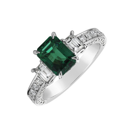 Prsten s smaragdem a diamanty King Poetic