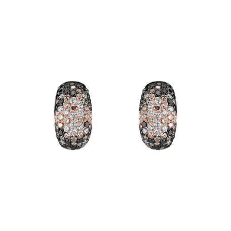 Náušnice s bílými, hnědými a černými diamanty Inferno Diamonds