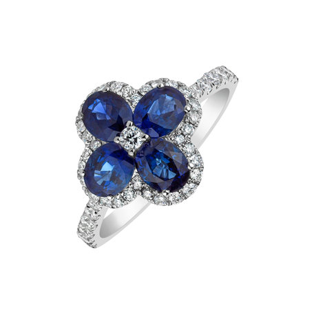 Prsten s diamanty a safíry Sapphire Blossom