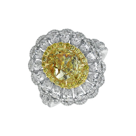 Prsten s bílými a žlutými diamanty Cinderella Charm