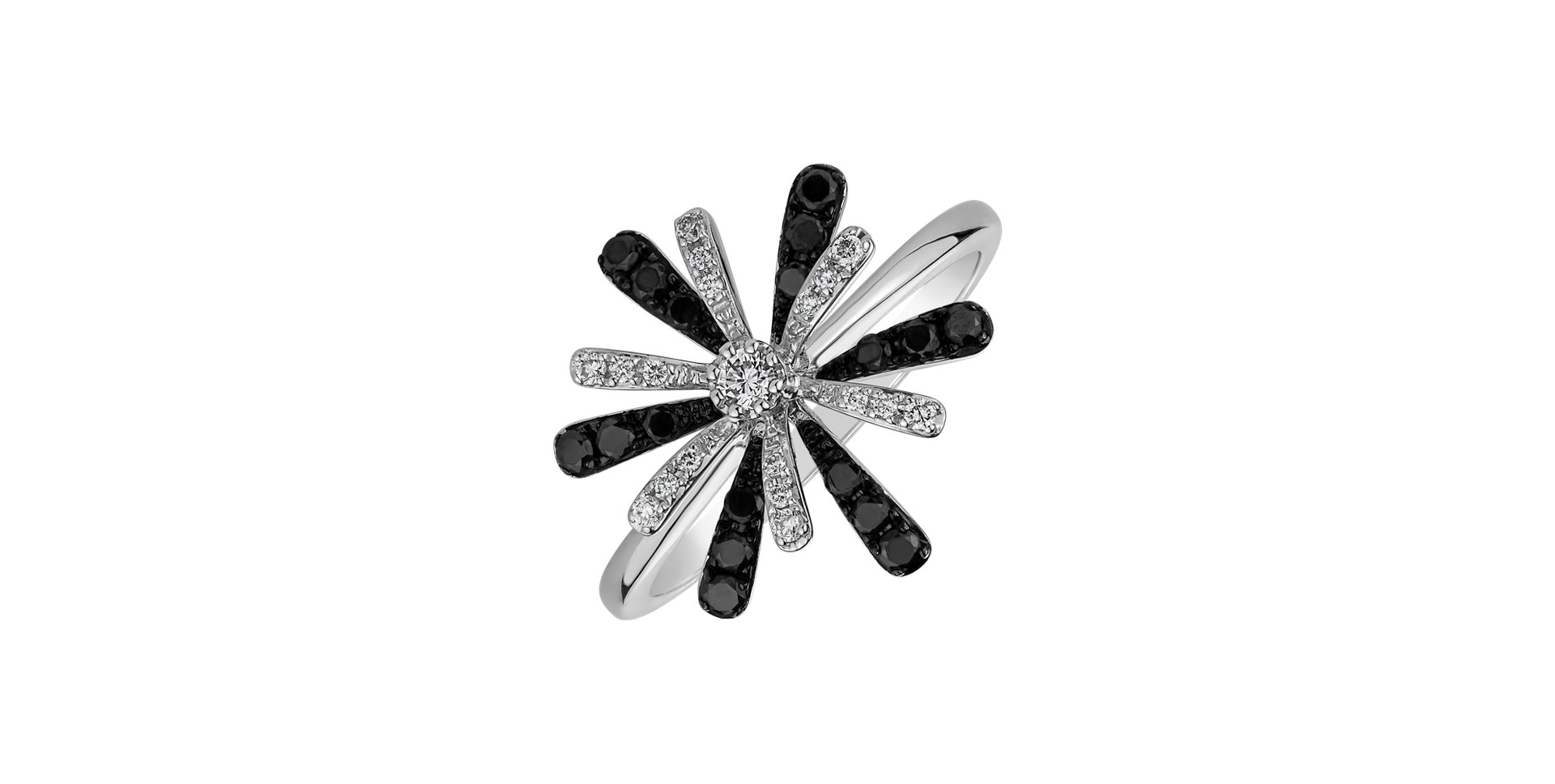 Prsten s černými a bílými diamanty Heavy Grey