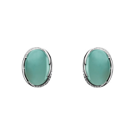 Náušnice s chalcedonem a diamanty Mystic Blossom