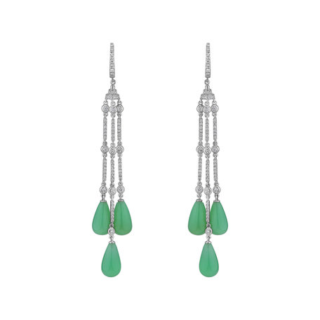 Náušnice s diamanty a chalcedony Royal Dazzle