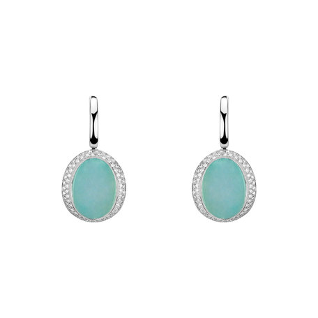 Náušnice s chalcedonem a diamanty Rainbow Drop