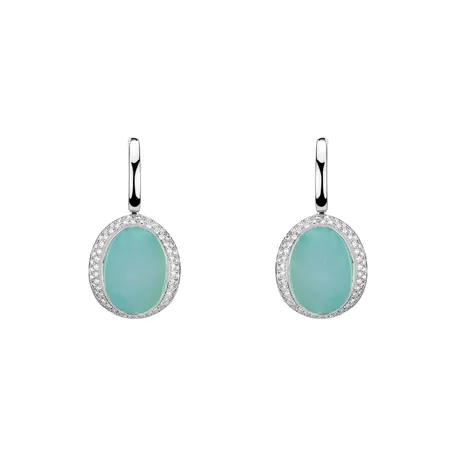 Náušnice s chalcedonem a diamanty Rainbow Drop