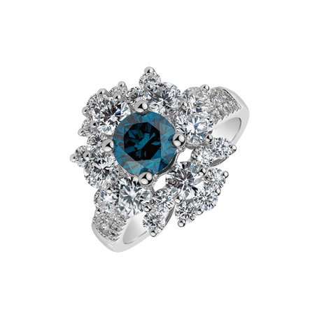 Prsten s modrým diamantem a bílými diamanty Passion Treasure