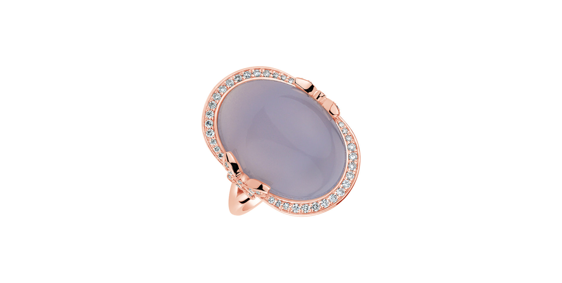 Prsten s chalcedonem a diamanty Lilac Shade