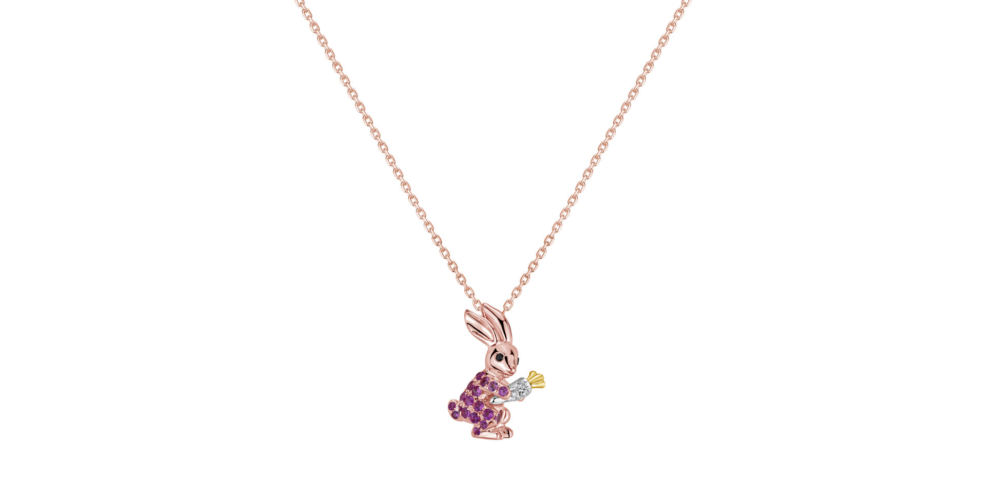 Přívěs s černými a bílými diamanty a safíry Elegant Rabbit
