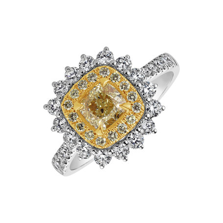 Prsten se žlutým diamantem a bílými diamanty Radiant Sunshine