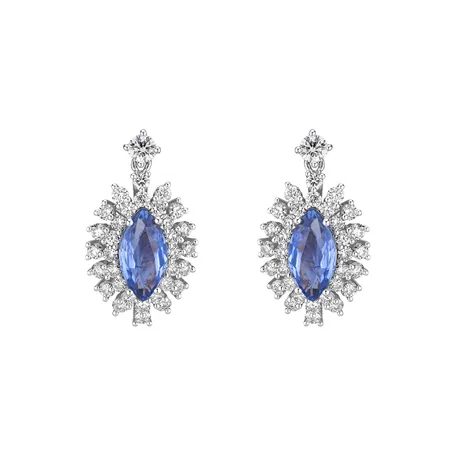 Náušnice s safírem a diamanty Sapphire King