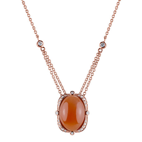 Náhrdelník s měsíčním kamenem a diamanty Wonder Nymph