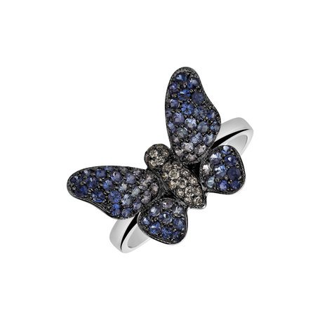Prsten s diamanty a safíry Glamorous Butterfly
