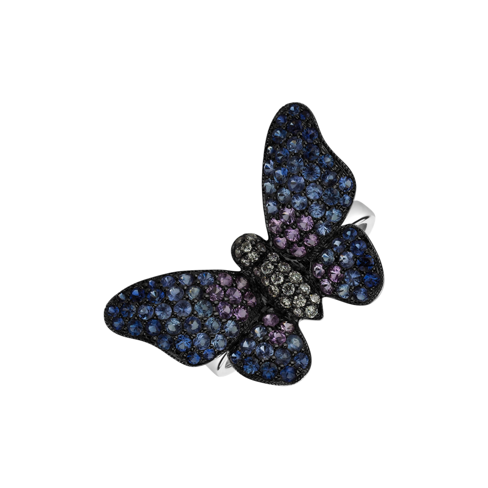 Prsten s diamanty a safíry Splendid Butterfly