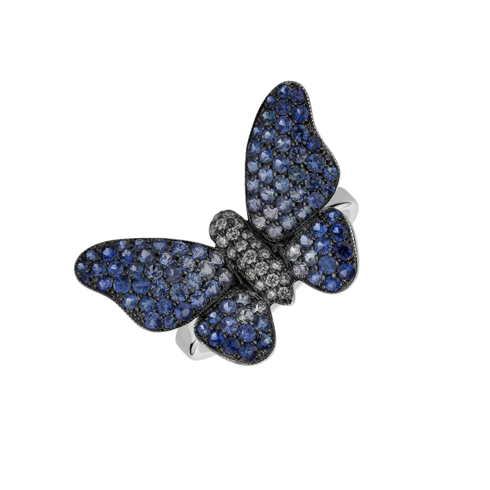 Prsten s diamanty a safíry Splendid Butterfly