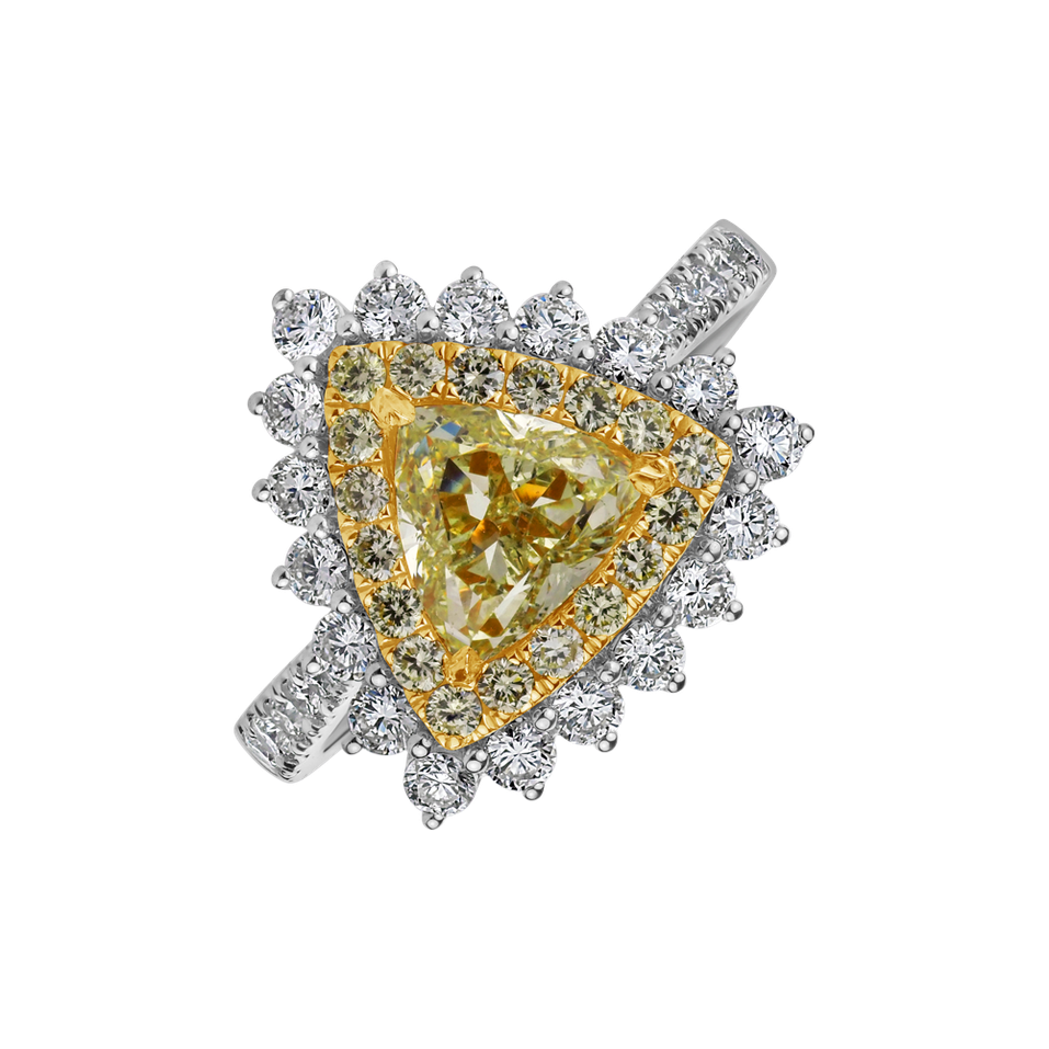 Prsten s bílými a žlutými diamanty Sun Tribute